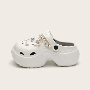 Pearl Chain DIY Clog Sandals Thick Sole Non-slip Slippers Indoor Outdoor Fashion Shoe