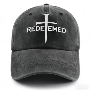 Unisex Washed Cotton Baseball Cap - Embroidered Cross Letter Religious Graphic, UV Protection, Adjustable Size, Casual Daily Use, Christian Faith Gift for Family Friends summerwins