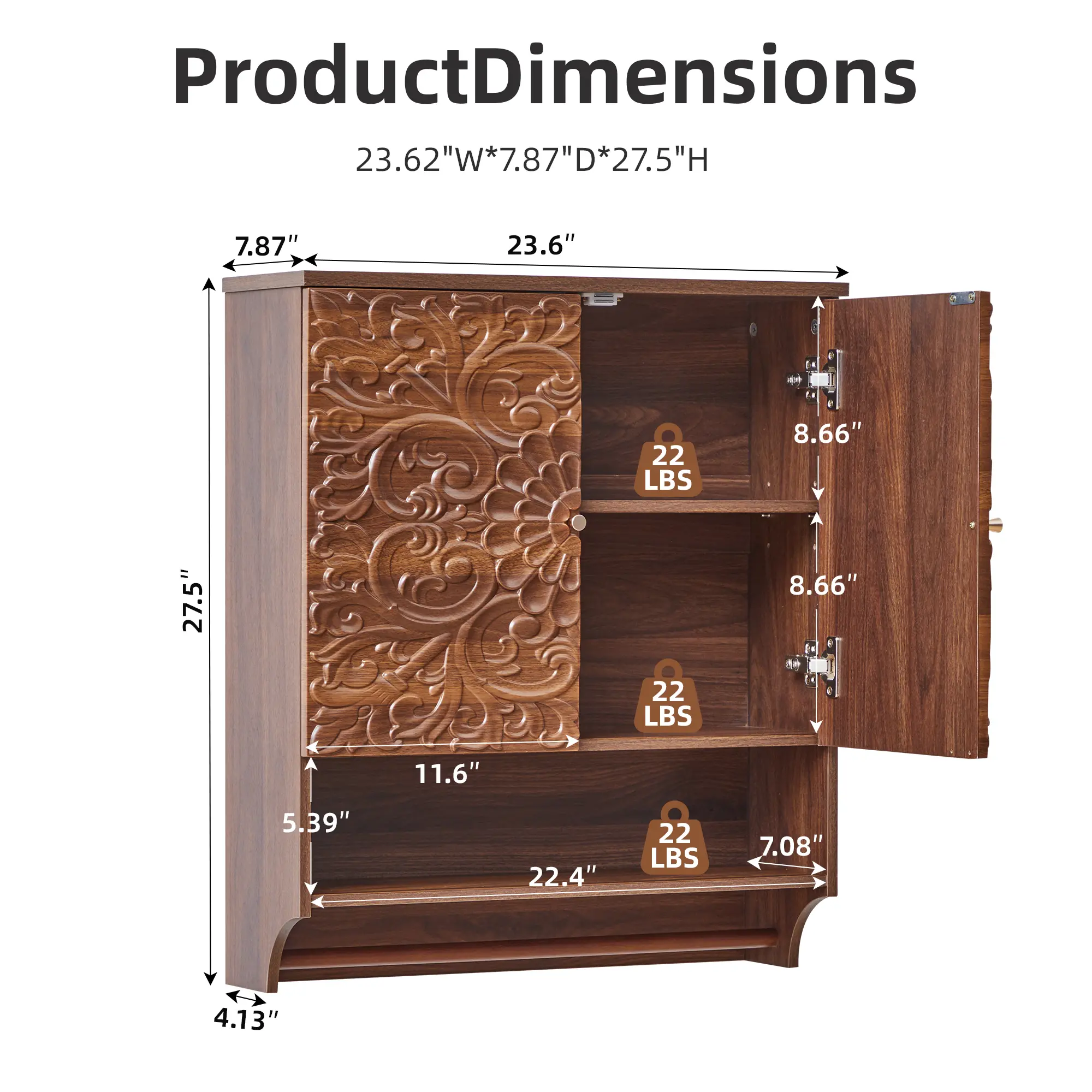 Walnut Floral Cabinet