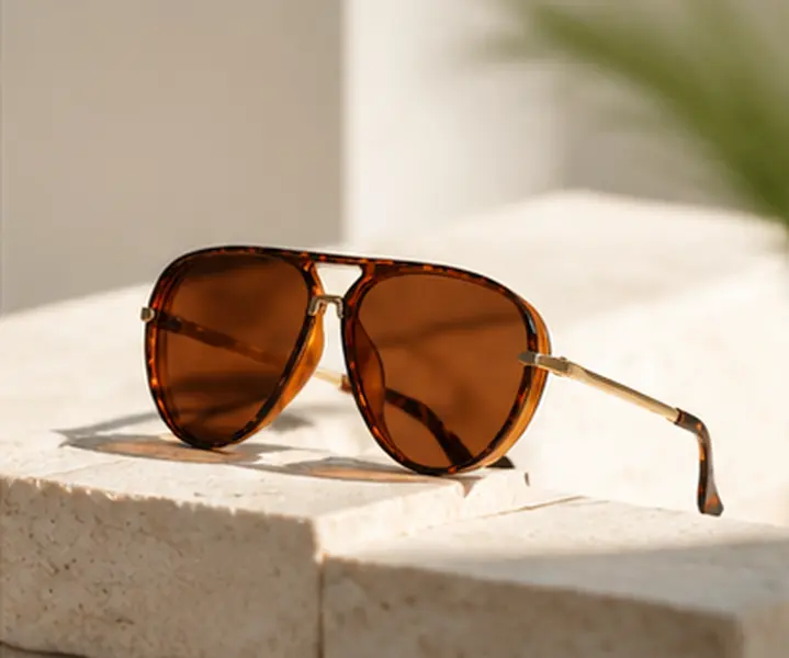 Classic Aviator Sunglasses for Men & Women – Brown Tinted Lens Fashion Eyewear
