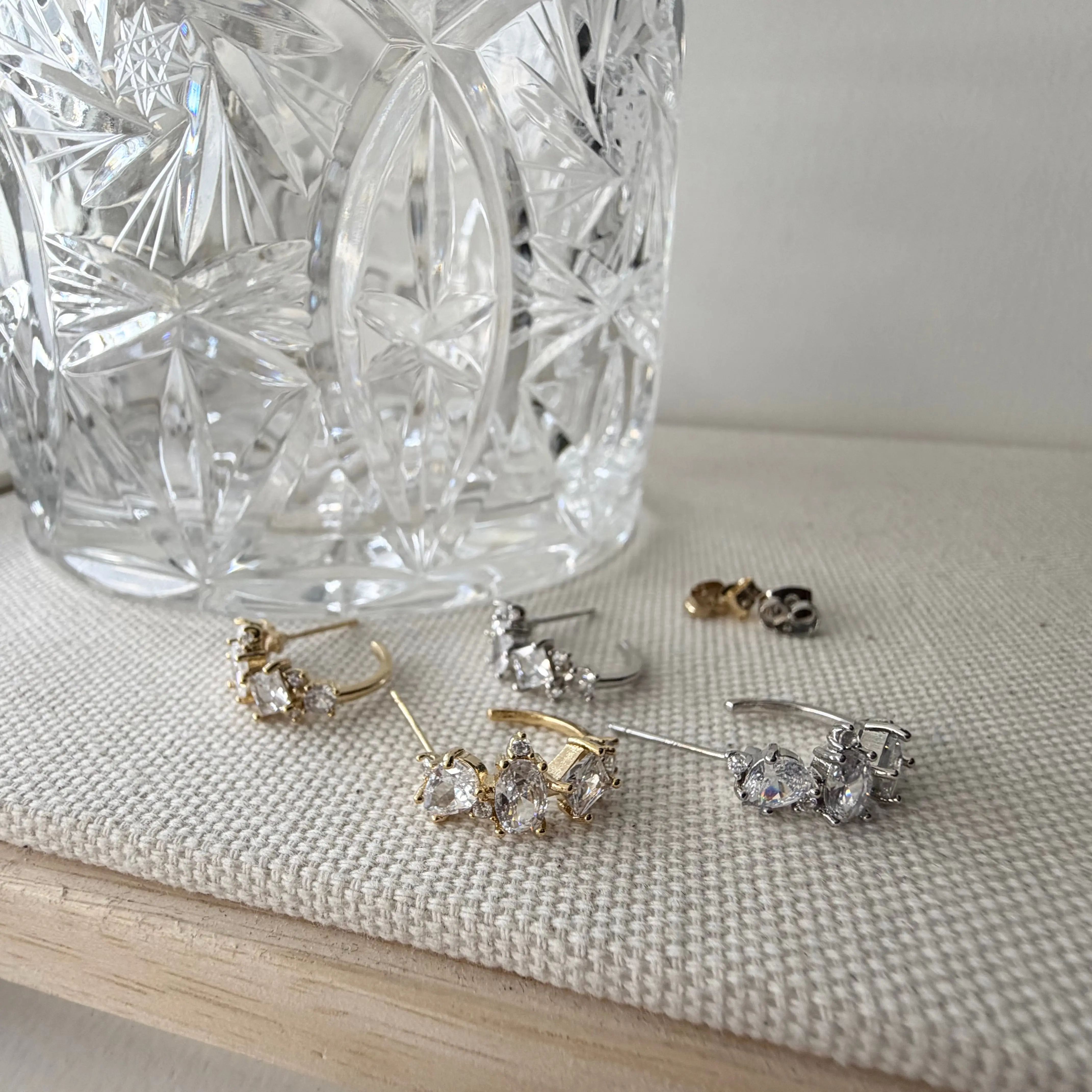 Mixed Cubic Cluster Hoop Earrings