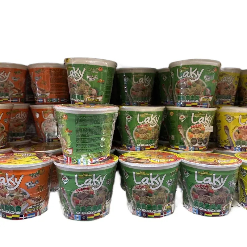 Laky MEN Instant Soup 6 cups ( Sopa instantánea marca LACKY MEN 6 SOPAS ) 64g Noodles Food