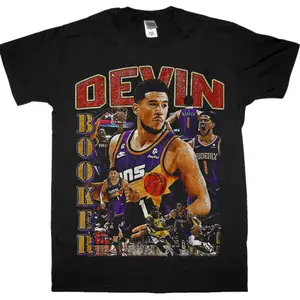 Vintage Style Devin Booker Basketball Classic 90s Unisex Short Sleeve New Black T-Shirt Cotton Fabric