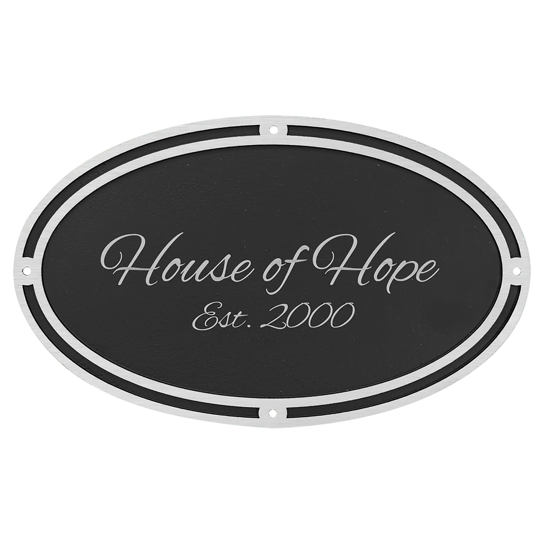 Custom Cast Aluminum Oval Wall Sign | Personalized Outdoor Plaque