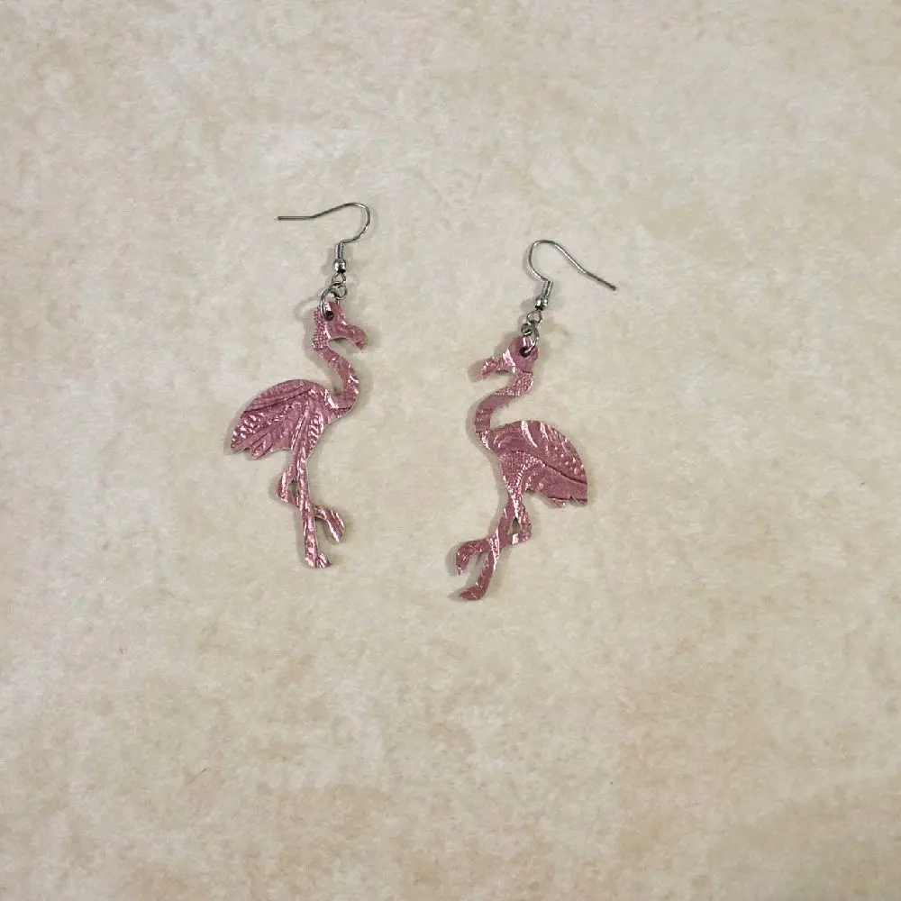Metallic Pink Flamingo Earrings