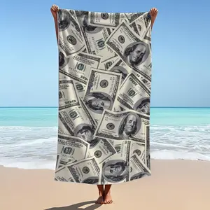 Money Pattern Beach Towel, Quick Dry Microfiber Sand Proof Lightweight Beach Towel, Absorbent Durable Towel for Travel Sports