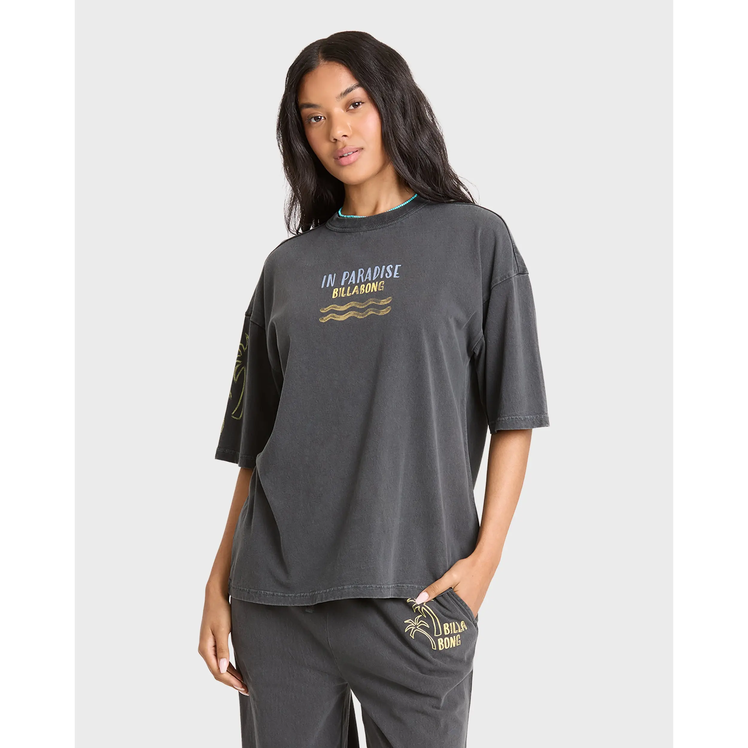 Paradise 73 Short Sleeve Cotton T-Shirt - Black Sands