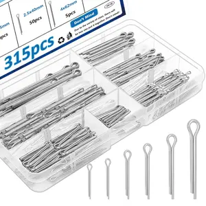 315 count Cotter pins Assortment kit Zinc Plated Cotter pins Steel Split Pin Fastener Clips for Automotive, Axles, Trailer Hitch,  Hardware pins
