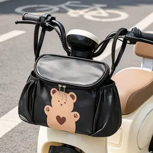1pc Cute Bear Pattern Waterproof Electric Scooter Front Bag, Large Capacity Universal Handlebar Storage Pouch, Durable Scratch-Resistant Hanging Organizer for Bicycle Moped Riding Accessories