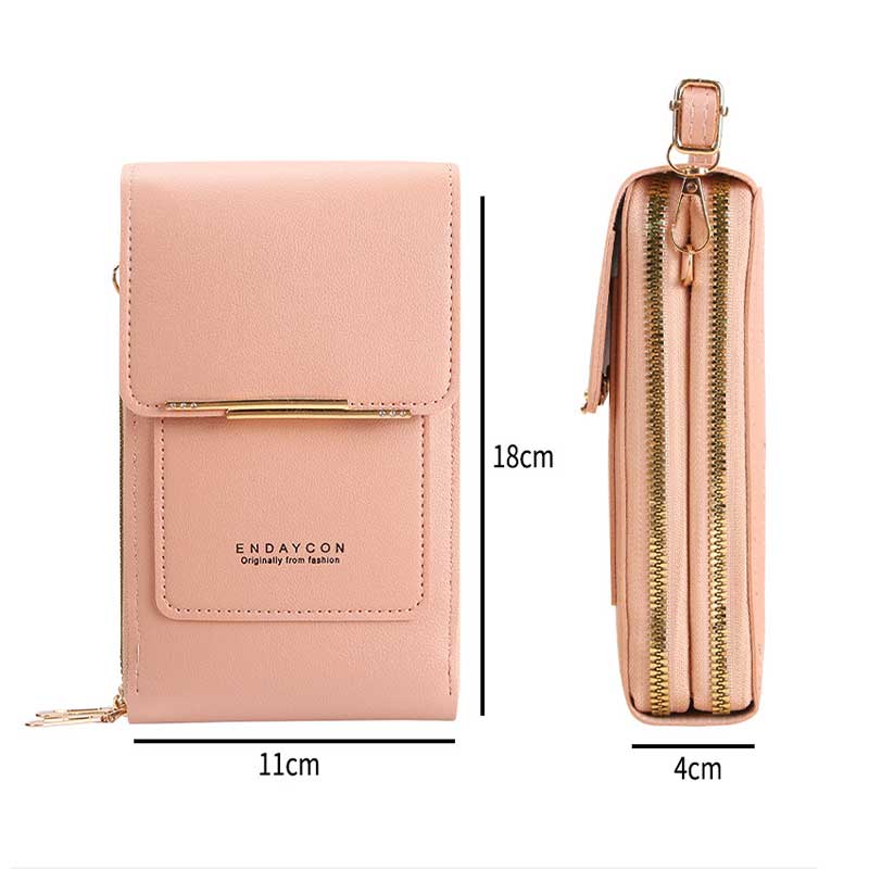 Touchscreen Sensitive Phone Bag with Multi-Color Options, No Need to Take Phone Out, Clear Window Crossbody Purse, 3 Card Slots & Secure Dual Zipper Wallet