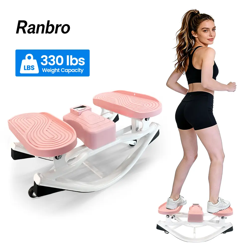 RANBRO U-Shaped Twist Stair Stepper, Heavy-Duty Portable Cardio Equipment for Home Gym with Resistance Bands, 330 Lbs Capacity, Stair Stepper Machine
