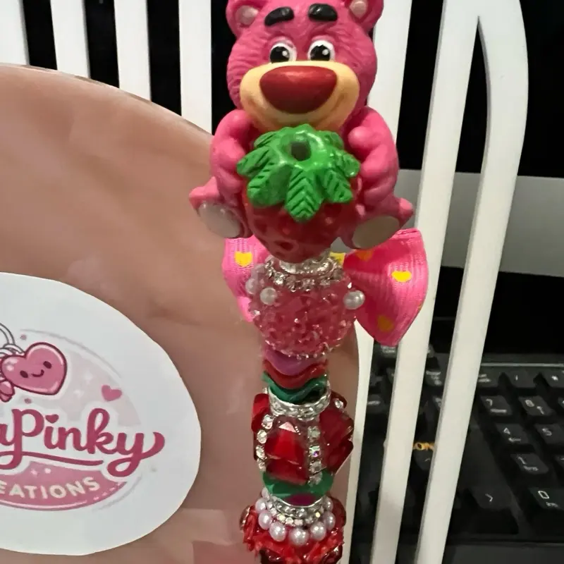 Pink Bear-Shaped Ballpoint Pen, Cute Decorative Writing Tool for Kids, School Supplies