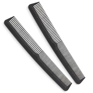Professional Grade Styling Comb Set - 2 Pack Premium Carbon Fiber 7" Comb - Heat Resistant, Fine and Wide Tooth, Anti Static - Salon Quality Hair Styling Accessories for Home or Barber
