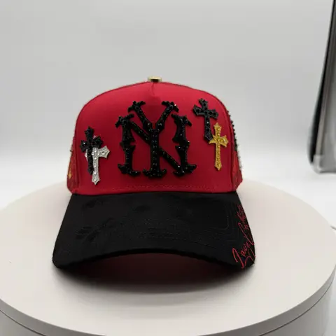 RED Luxury Style Mesh Diamond Crosses of God Hat