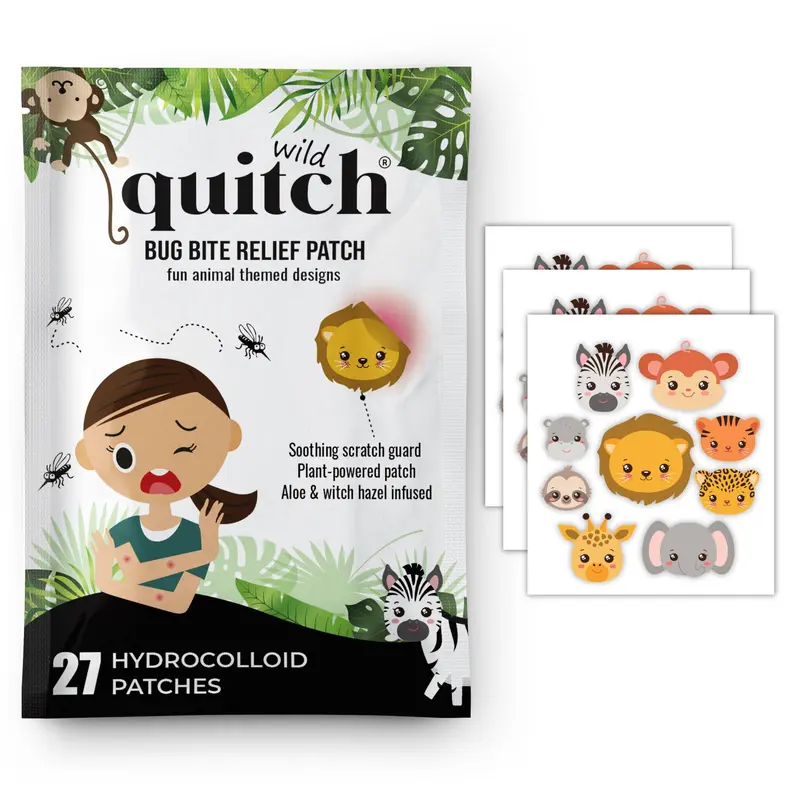 Quitch Mosquito Bite Relief Safari Animal Patches, Bug Bite Anti Itch Cream Alternative for Kids and Baby, Insect Bite Relief, After Bite Relief, Travel Essential for Summer Camp, Cruise and Outdoors