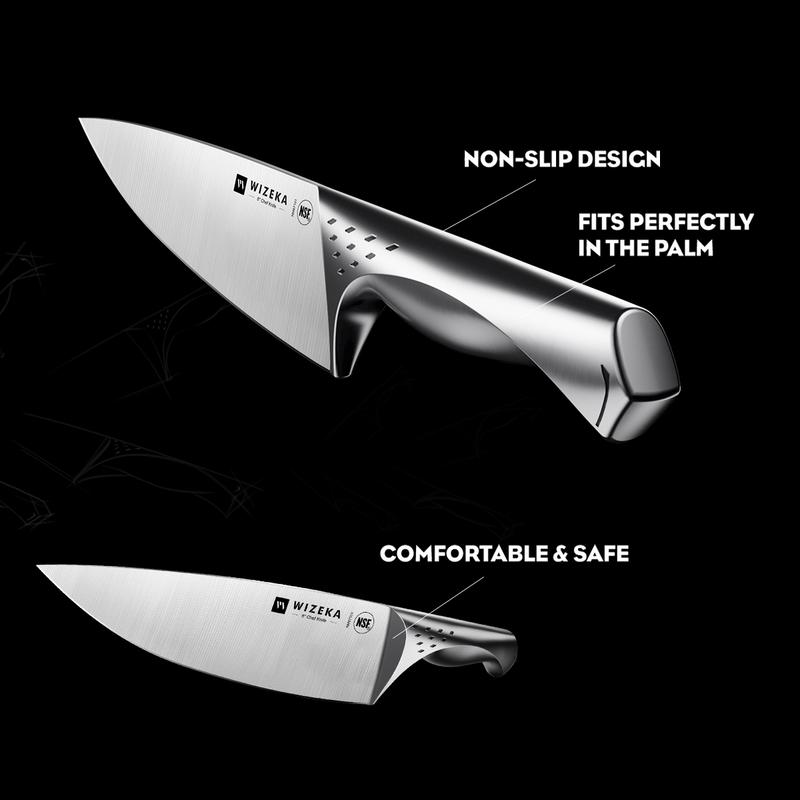 WIZEKA Jaguar Series Kitchen Knife Set with Block, Dishwasher Safe 15 Pcs Professional Chef Knife Set with Knife Sharpener, Food Grade German Stainless Steel Knife Block Set Gift for men Steak knife cooking knives Kitchen Knives kitchen accessories