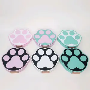 Paw Print Drink Coasters 4pc Set Nonslip Cork Bottoms Self Stacking 3D Printed