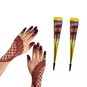 Instant Henna Art Golecha Original Color, No-Mess Temporary Tattoo Stencil Kit, Easy DIY Body Art Body Makeup for Women & Girls