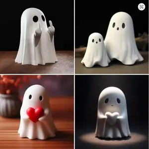 New Cute Ghost Statue Resin Crafts Small Ornaments Halloween Creative Ghost Decorations Suitable For Home Garden Decoration Gift