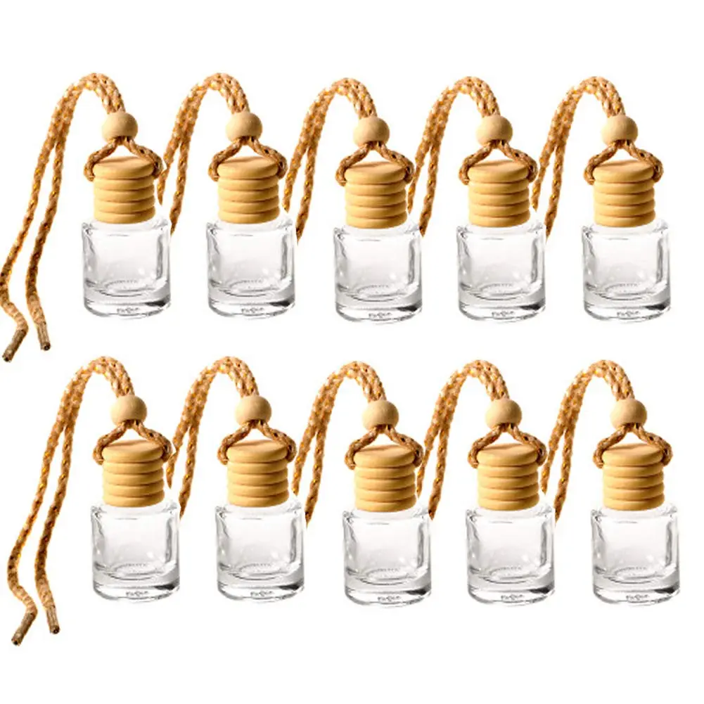 pcs Car Hanging Glass Pendant Perfume Aromatherapy Bottle Refillable Hanging Diffuser Air Fresher Ornament Vials
