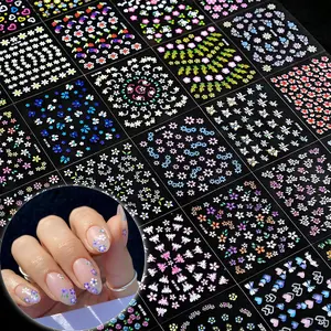 Colorful Cute Daisy, Floral, Heart, Flower Nail Art Stickers Decals, 3D Self Adhesive Supplies, Design Decoration Accessories for Women and, 30 Sheets