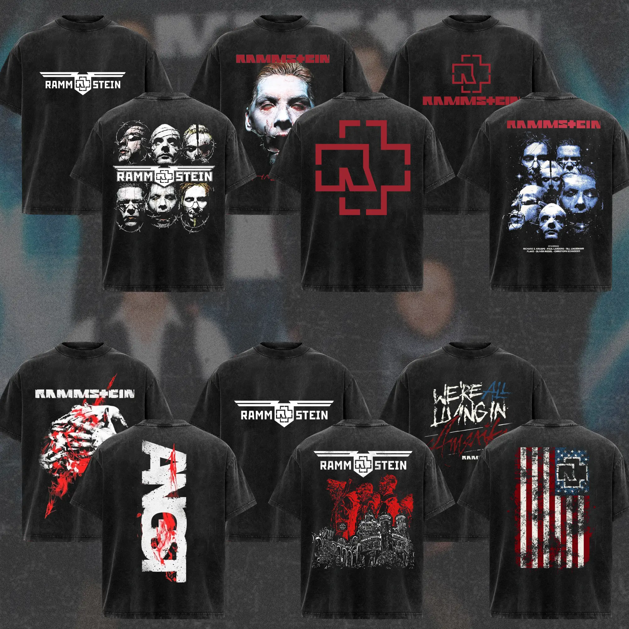 [COLLECTION] Rammstein Band T-Shirt Collection, Metal Graphic Tee, Dark Gothic Style Shirt, Heavy Music Inspired Merch, Vintage Band Tee, Alternative Apparel for Men & Women