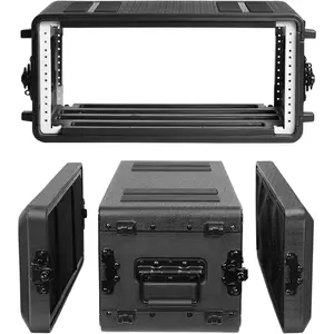 4U Rack Case Shallow 11" Depth, 19" Rackmount Flight Case, Watertight Dust-Proof, Shock Mount for Amplifier, Pro Audio, DJ Mixer, Effects with Microphone Compartments