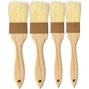 Pastry brush,Basting brush for Cooking, Bristle BBQ Brush for Oil & Sauce,Wooden Handle  Brush for Baking,Easy Clean Butter Brush,Durable Kitchen Culinary Utensil (1", 1 1/2 Inch,4 Pack)