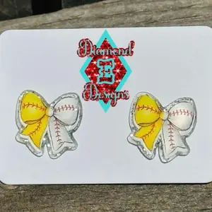 Coquette Bow Baseball and Softball stud earrings