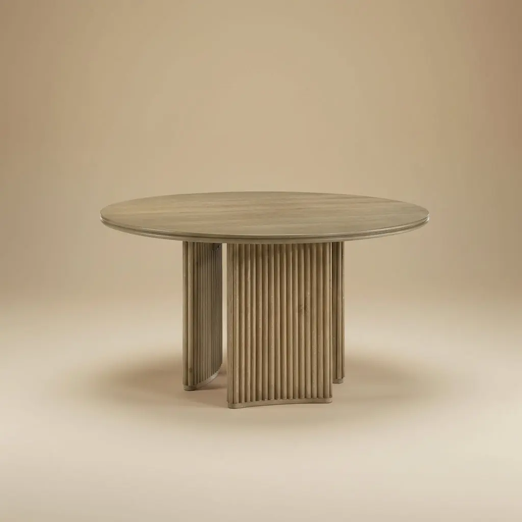 Adina Round Wood Coffee Table Distressed Light Brown