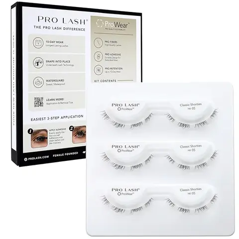 Pro Lash No. 05 ProWear/SoftWear Professionally Styled Lash Clusters - Easiest to Apply Eyelash Cluster - 10 Day Eyelashes - Waterproof Lashes Clusters - 3 Sets - Classic Shorties No. 05 - Black