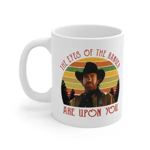 Chuck Norris Walker Texas Ranger Ceramic Mug, Action Movie Coffee Cup, Retro Film Fan Gift Mug, 11oz Drinkware