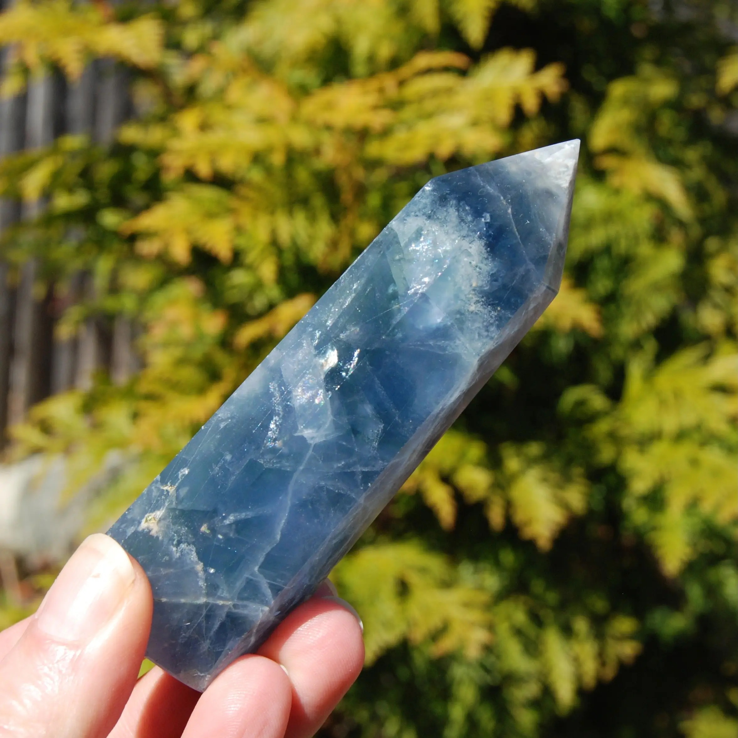 4in 142g Blue Fluorite Crystal Tower
