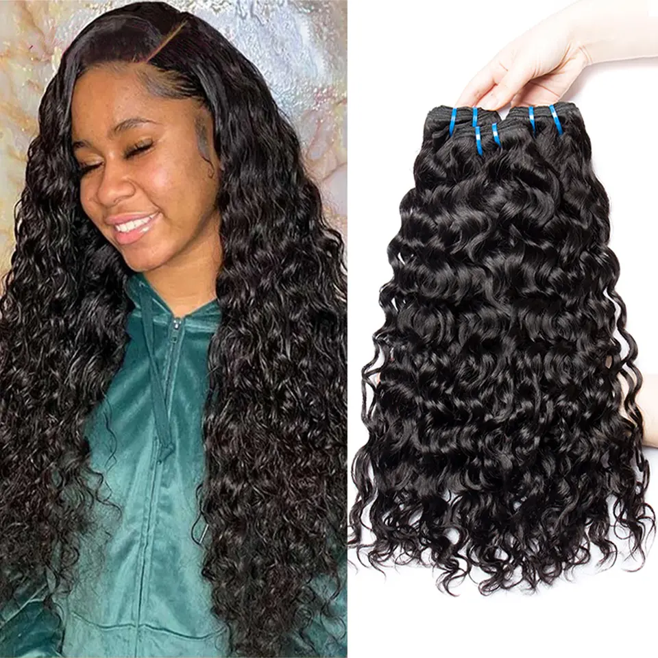Msgem Hair Water Wave Bundles 100% Remy Hair Human Hair Water Wavy Bundles 3 Pcs/Lot or 4 Pcs/Lot Water Wave Hair Bundles For Women 100G/Pcs Natural Black Color #DealsForYouDays#tiktokshopdealsforyoudays