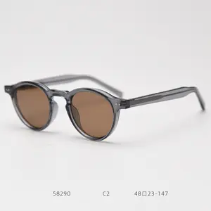 Vintage Round UV400 Protection Classic Acetate Frame Men's Trendy Casual Sunglasses, Lightweight Durable Shades for Daily Wear, Driving, Lightweight Durable Sunglasses