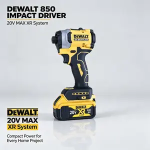 DEWALT 850 Impact Driver: 20V Max 6.0Ah Lithium-Ion, Built For Framing, Decking, Cabinetry & Electrical Jobs. Delivers 205 N·m Torque & 3250 RPM Speed For Fast, Reliable Fastening On Construction Sites.