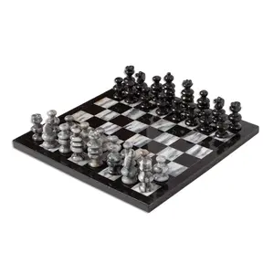 NOVICA Artisan Handmade Marble Chess Inch Mexico Black Grey Games 'Sophisticate'