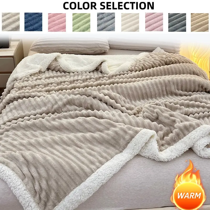 Queen Size Lamb Wool Blanket, Soft Warm Fleece Throw, Non-Shedding, Ideal for Nap Time, Christmas Gift, New Year Present