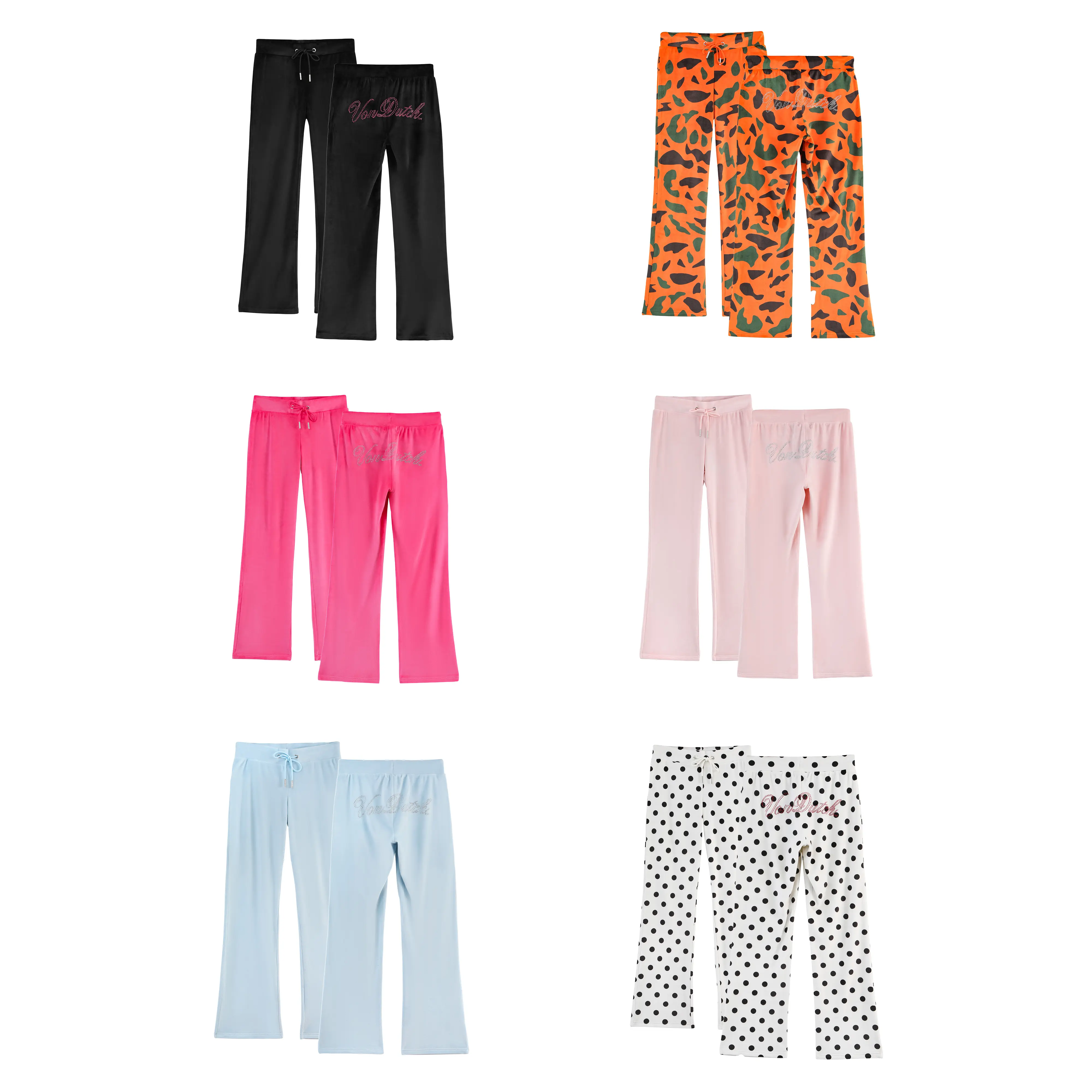 Von Dutch Rhinestone Velour Bottoms - All Styles