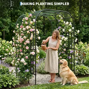 GAOMON 7.3FT Heavy Duty Metal Garden Arch Trellis for Raised Beds – Durable Plant Support Frame for Climbing Vegetables, Cucumbers, Vines, Flowers & Fruit Plants – Ideal Arbor Pergola for Outdoor Gardens