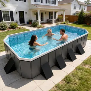 Heavy-duty frame-style inflatable pools suitable for use in homes, backyards, outdoors, gardens, and other settings. Ideal for cooling down during summer, swimming, parties, and other large-scale family pool activities.