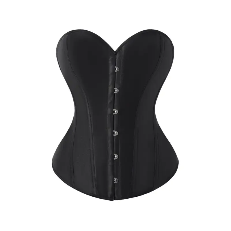 Women's Black Satin Sweetheart Strapless Corset - Back Lace-Up Bustier Shapewear with Waist Training, Tummy Control & Hourglass Body Shaping