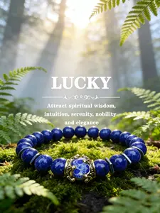 Natural Lapis Lazuli Crystal Premium Bracelet, Enhances Spiritual Wisdom & Intuition, Elegant Healing Jewelry for Daily Wear, Perfect Gift