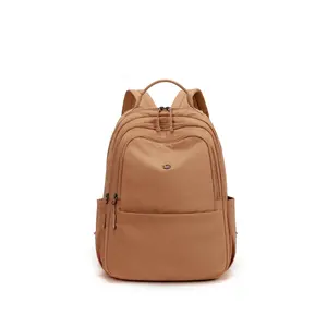 1pc Women's backpack with solid color and clean color, zipper closure, fashionable and versatile, Trendy Backpack, casual and simple, suitable for students to go to school, campus travel, work and commuting, women's backpack