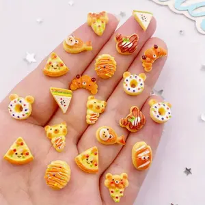 30pcs Mixed Resin Colorful Mini 3D Simulated Bread Art Decor Donuts Pizza Biscuit Flat back Scrapbooks DIY Jewellery Decor Fashion Crafts Accessories Craft Kits