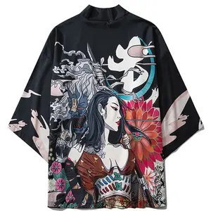 Japanese Harajuku Digital Print Kimono Cloak Jacket