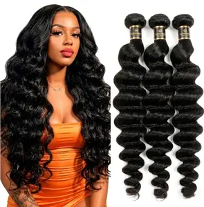 【LUCKOKOS】Hot 20 22 24 26" |Springy & Long! 12A Loose Wave Human Hair Bundles, 100% Virgin Hair Weave, Bundle Double Weft, Shedding-Free Virgin Hair for Quick Weave/Sew-In (1–4 bundles)