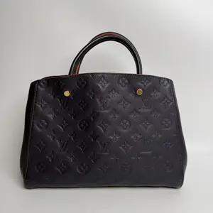 Pre-owned Louis Vuitton leather Crossbody Bags montaigne pm navy blue