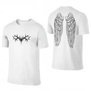Men's Short-Sleeve Round Neck Casual T-Shirt - Unisex Gothic Wing Dark Grunge Graphic Top, Y2K Cyber Streetwear, Harajuku Anime, Opium Core, Alternative Emo Ethereal Outfits, Menswear Man Tshirt