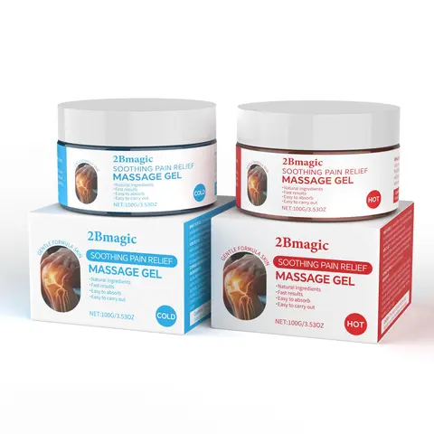 2bmagic Red & Blue Herbal Massage Gel - 3.53 oz, Turmeric Extract & Chondroitin Sulfate, Herbal Relief, Neck/Low Back Care, Knee Pain Relief, Muscle Relaxation, Prop 65 Safe, 12 Months Warranty (Bottle)
